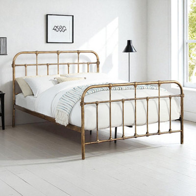 Oat Home Antique Brass Camden Victorian Hospital Style Metal Bed Frame, / Small Double 4Ft - 120X190cm - Image 3