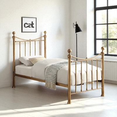 Oat Home Antique Brass Hampstead Effect Traditional Metal Bed Frame, / Single 3Ft - 90X190cm - Image 4