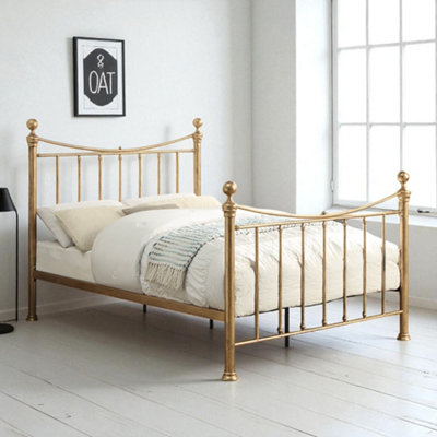 OAT Home Hampstead King Size Metal Bed - Antique Brass - Image 4