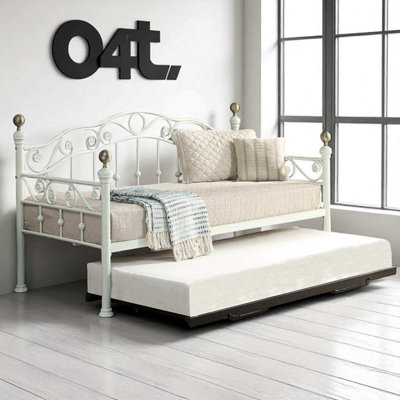 Oat Home White Mayfair Single Metal Day Bed With Guest Trundle - Image 4