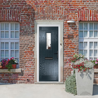 B&Q -  Composite Door Sunningdale 7016 Grey 920mm X 2090mm Open In Left Hand Clear Glass 10 Year GuaranteeFree Delivery & Smart Lock