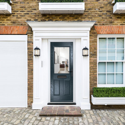 B&Q -  Composite Door Lytham 7016 Grey 920mm X 2090mm Open In Left Hand Clear Glass 10 Year GuaranteeFree Delivery & Smart Lock