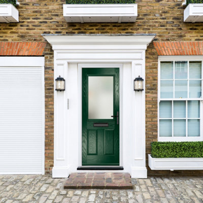 B&Q -  Composite Door Lytham Green 920mm X 2090mm Open In Left Hand Obs Glass 10 Year GuaranteeFree Delivery & Smart Lock