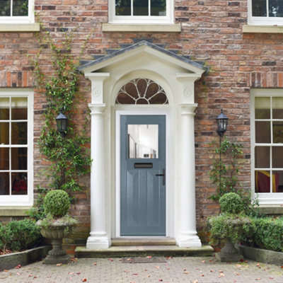 B&Q -  Composite Door Eaton 7015 Grey 920mm X 2090mm Open In Left Hand Clear Glass 10 Year GuaranteeFree Delivery & Smart Lock