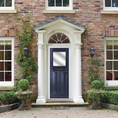 B&Q -  Composite Door Eaton Blue 920mm X 2090mm Open In Left Hand Obs Glass 10 Year GuaranteeFree Delivery & Smart Lock