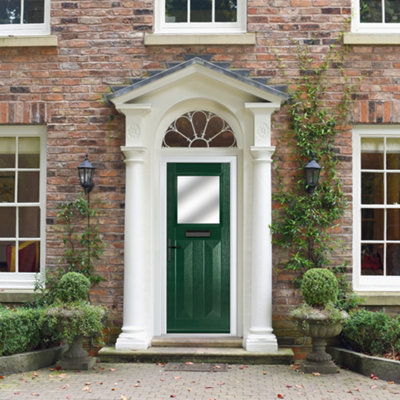 B&Q -  Composite Door Eaton Green 920mm X 2090mm Open In Right Hand Obs Glass 10 Year GuaranteeFree Delivery & Smart Lock