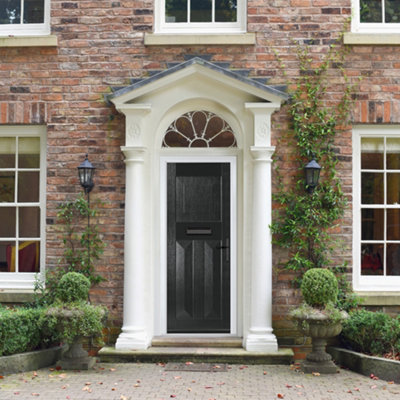 B&Q -  Composite Door Eaton Solid Black 920mm X 2090mm Open In Left Hand No Glass 10 Year GuaranteeFree Delivery & Smart Lock