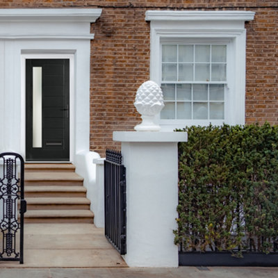 B&Q -  Composite Door Monza Black 920mm X 2090mm Open In Left Hand Obs Glass 10 Year GuaranteeFree Delivery & Smart Lock