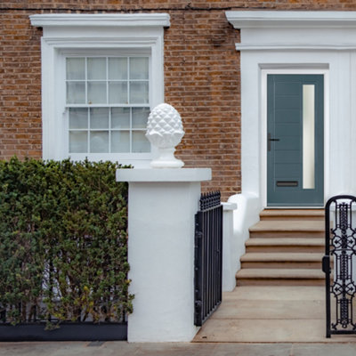 B&Q -  Composite Door Monza 7015 Grey 920mm X 2090mm Open In Right Hand Obs Glass 10 Year GuaranteeFree Delivery & Smart Lock