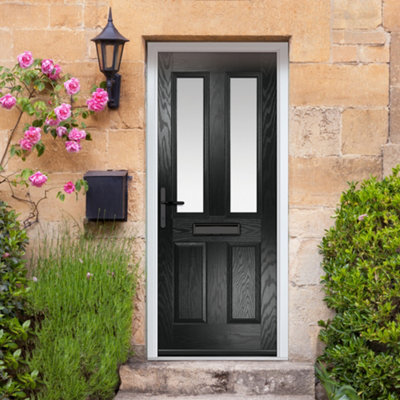 Lacerta Grp Front Door Carnoustie 890Mm X 2090Mm Open In Right Hand Stipolytte Glass Black