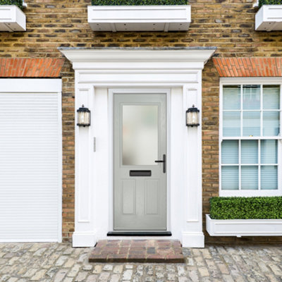B&Q -  Composite Door Lytham Agate Grey 890mm X 2090mm Open In Left Hand Obs Glass 10 Year GuaranteeFree Delivery & Smart Lock