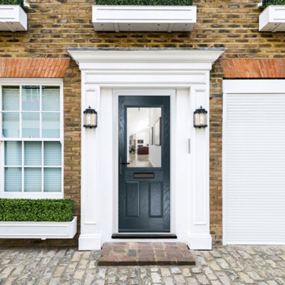 B&Q -  Composite Door Lytham 7016 Grey 890mm X 2090mm Open In Right Hand Clear Glass 10 Year GuaranteeFree Delivery & Smart Lock