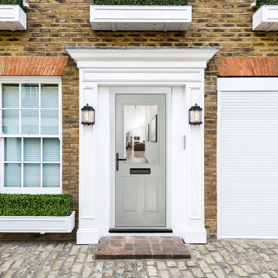 B&Q -  Composite Door Lytham Agate Grey 890mm X 2090mm Open In Right Hand Clear Glass 10 Year GuaranteeFree Delivery & Smart Lock