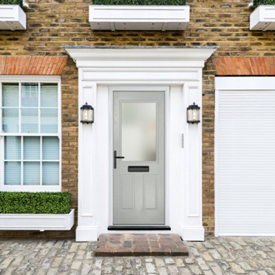 B&Q -  Composite Door Lytham Agate Grey 890mm X 2090mm Open In Right Hand Obs Glass 10 Year GuaranteeFree Delivery & Smart Lock