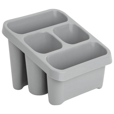 HEATON WHOLESALE 2 X Grey Cutlery Drainer Caddy Holder For Home & Kitchen With 4 Compartments from B&Q