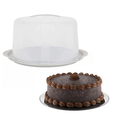 B&Q -  Clear Plastic Deep Cake Storage & Carry Container Complete With Lid & Handles Perfect For Bakers