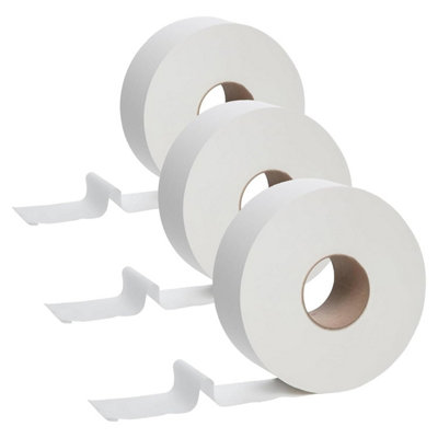 B&Q -  12 X Mini 2Ply Jumbo White Toilet Tissue Rolls Soft Paper For Washroom & Bathrooms