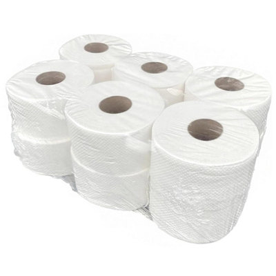 HEATON WHOLESALE 24 X White 2Ply Highly Absorbent HomeKitchenWashroom & Restaurants Embossed Centrefeed Rolls from B&Q
