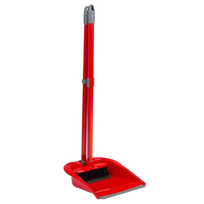 HEATON WHOLESALE 1 X Red Long Handled Tall Household Dustpan & Brush Set Ideal For Sweeping Up Dirt from B&Q