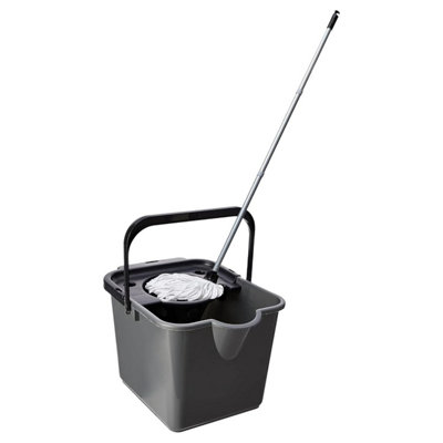 HEATON WHOLESALE 2 X Metallic 12L Cotton Mop Bucket Set Complete With Pouring Lip Ideal For Mopping All Kinds Of Hard Floors from B&Q