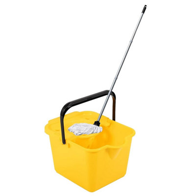 HEATON WHOLESALE 2 X Yellow 12L Cotton Mop Bucket Set Complete With Pouring Lip Ideal For Mopping All Kinds Of Hard Floors from B&Q