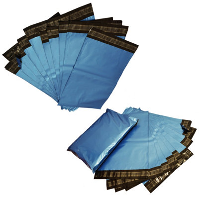 HEATON WHOLESALE 500 X 12X16" (305X405mm) Metallic Blue Waterproof Polythene Self Sealing Postal Shipping Mailing Bags from B&Q