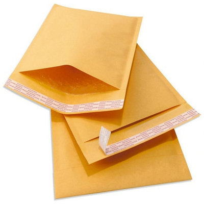 B&Q -  500 X Size 6 (215X320mm) Gold Padded Plain Bubble Lined Peel & Seal Lightweight Postal Envelopes