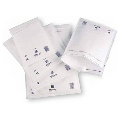 HEATON WHOLESALE 1000 X D/1 (180X260mm) White Mail Lite Bubble Lined Padded Peel & Seal Envelope Postal Mailer Bags from B&Q