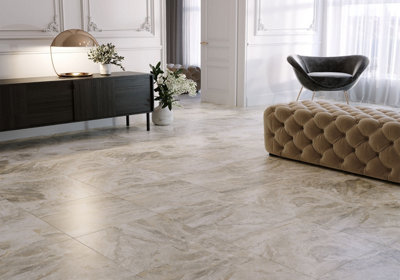 B&Q -  Beige Stone Effect Tiles Porcelain Matt Floor WallSample