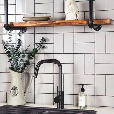 B&Q -  White Flat Gloss Metro Ceramic Wall TileSample
