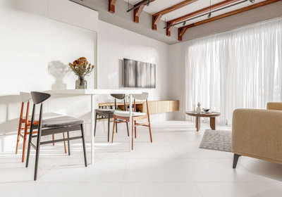 B&Q -  Super White Tiles Porcelain Matt Floor WallSample