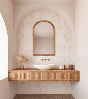 B&Q -  Beige Hexagon Porcelain Floor Wall Tile (L)21.5Cm X (W)25Cm Each Box 0.40Sqm