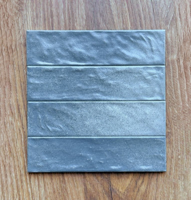 Top Ceramics Blue  Pearl  Satin Matt Bumpy Metro Ceramic Wall Tile (L)260mm X (W)65mm Each Box 0.85Sqm