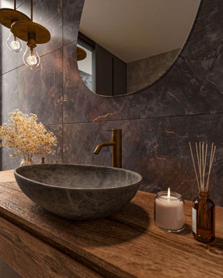 B&Q -  Grey Stone Tiles Porcelain Matt Floor Wall (L)60Cm X (W)120Cm Each Box 1.44Sqm