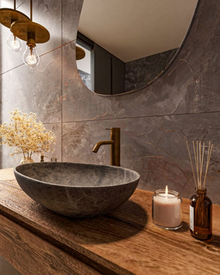B&Q -  Light Grey Stone Tiles Porcelain Matt Floor WallSample