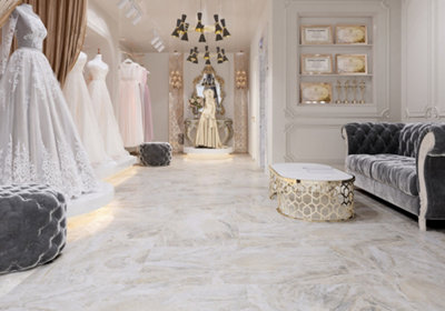 B&Q -  Beige Stone Effect Tiles Porcelain Matt Floor WallSample