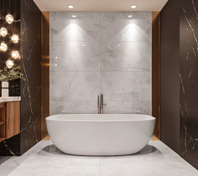 B&Q -  Light Grey Marble Effect Tiles High Gloss Floor & Wall Porcelain (L)120Cm X (W)60Cm Each Box 1.44Sqm