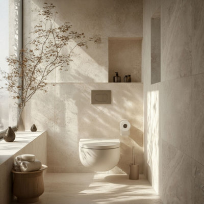 B&Q -  Beige Travertine Effect Tiles Porcelain Matt Floor WallSample