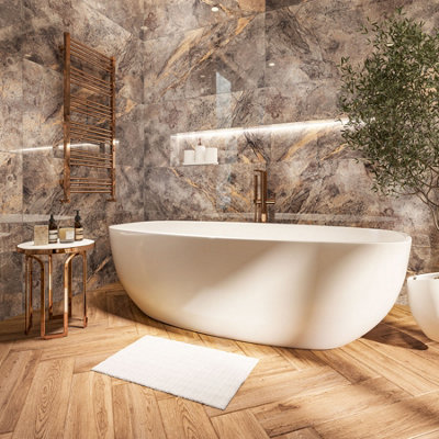 B&Q -  Black Marble Effect Tiles High Gloss Floor & Wall Porcelain Tile (L)120Cm X (W)60Cm Each Box 1.44Sqm