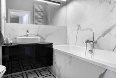 B&Q -  White Carving Effect Tiles Porcelain Matt Floor Wall (L)60Cm X (W)120Cm Each Box 1.44Sqm