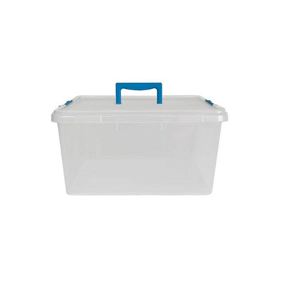 5X15L Clippy Plastic Storage Boxes With Clear Lids Stackable Storage Containers For HomeOffice & Playroom Pack Of 5 from B&Q