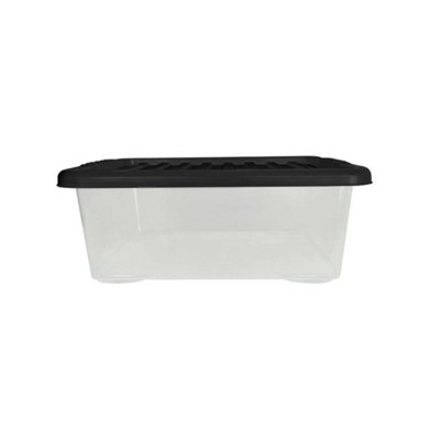 10X 28L Plastic Storage Containers With Secure Black Lids  Durable Stackable Storage Solution For HomeOffice & Garage Pack Of 10 from B&Q
