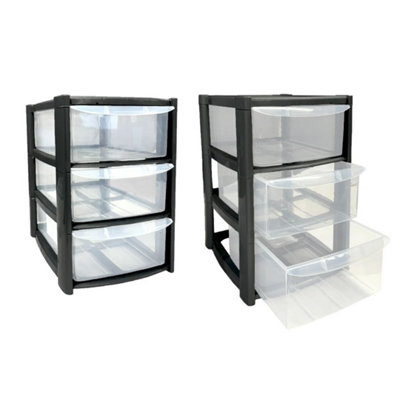3 Drawer Mini Plastic Tower Storage CompactStylish & Functional Organizer For DesktopHomeOfficeOr School from B&Q