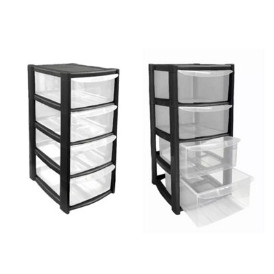 4 Drawer Mini Plastic Tower Storage CompactDurable & Versatile Organizer For HomeOfficeOr School from B&Q