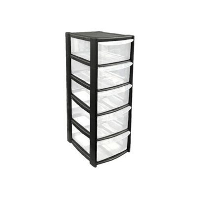 5 Drawer Mini Plastic Tower Storage CompactDurable & Stylish Desktop Organizer For HomeOfficeOr School from B&Q