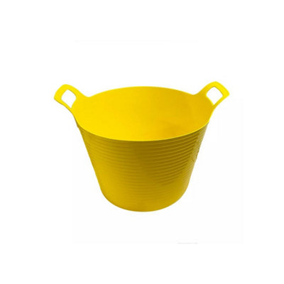  - Yellow 42L Flexi Tub BrightDurable Storage Bucket For ConstructionGardening & Home Use