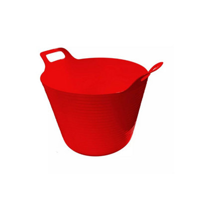  - Red 42L Flexi Tub ToughFlexible Storage Bucket For ConstructionGarden & Home Use