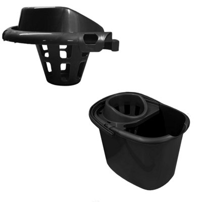  - Graphite 15L Plastic Mop Bucket With Wringer Heavy-Duty Floor Cleaning Bucket For Home & Commercial Use