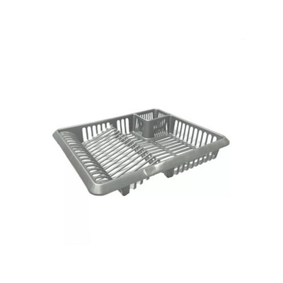  - Silver Plastic Kitchen Dish Drainer Large Capacity Dish Rack With PlateCup And Cutlery Holder DurableSleek And Space