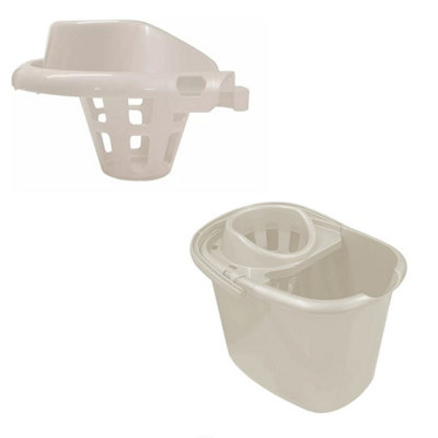  - Taupe 15L Plastic Mop Bucket With Wringer Elegant & Efficient Floor Cleaning Bucket For Home & Commercial Use